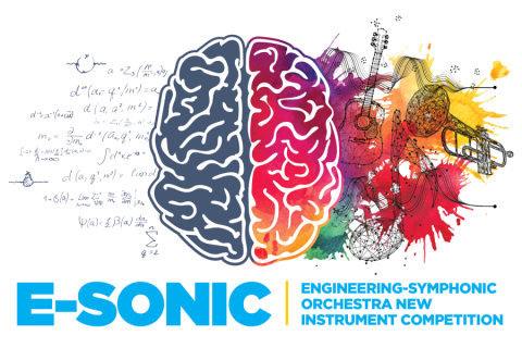 Flyer for the E-SONIC performance, showing a human brain