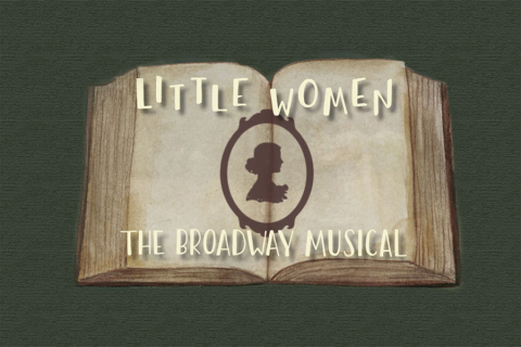 Open book with text reading, "Little Women: The Broadway Musical"