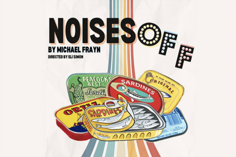 Cans of sardines with text reading, "Noises Off"